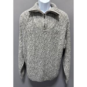 Vintage 90s Fieldmaster Mens Wool Blend Mock Neck 1/4 Zip Chunky Knit Sweater L